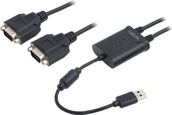LogiLink AU0031, Musta, USB A-tyyppi, DB-9, Uros, Uros, 201 mm