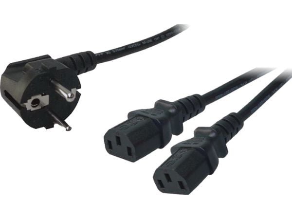 LogiLink 1.5m, Schuko-C13/2xIEC C13, M/F, 1,5 m, CEE7/14, C13 kopling