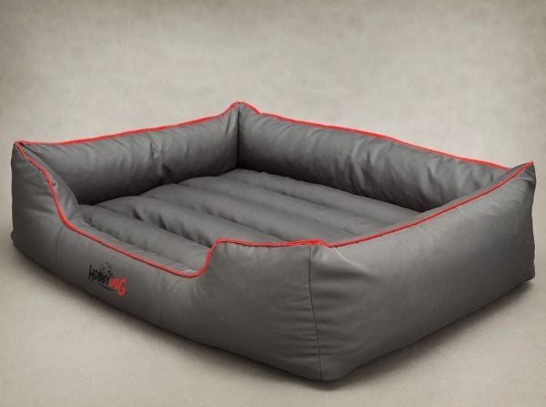 Hobbydog Comfort hundeseng grå med rød kant L