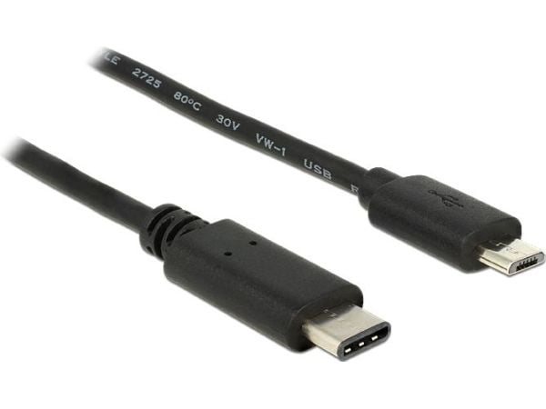 Delock - USB-kabel - 24 pin USB-C (hann) til Micro-USB type B (hann) - USB 2.0 - 3 A - 2 m - svart