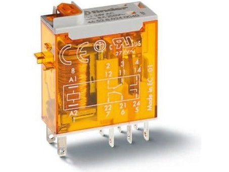 Finder Plug In Power Relay, 24V ac Coil, 8A Switching Current, DPDT