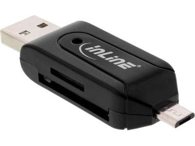 InLine 66779, MicroSD (TransFlash), MicroSDXC, SD, SDXC, Musta, 104 Mbit/s, 128 GB, USB/Micro-USB