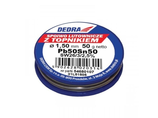Dedra lod med flussmedel Pb50Sn50, 1,5 mm, 50 g - 31L51505