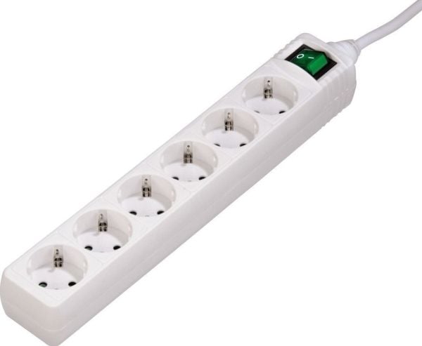 Hama 00121915, 6 AC-pistorasia(a), 230 V, 16 A, 3500 W, Valkoinen, Muovi
