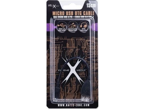 NATEC NKA-0614, 0,15 m, USB A, Micro-USB B, USB 2.0, Hankjønn/hunkjønn, Sort