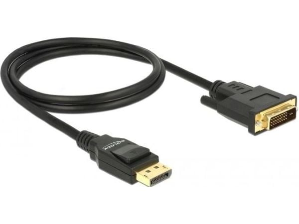 Delock - Adapterkabel - enkel länk - DisplayPort (hane) till DVI-D (hane) - DisplayPort 1.2a - 1 m - passiv - svart