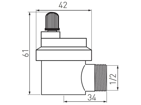 Ferro automatisk avluftingsventil, 1/2" (O15ASB)