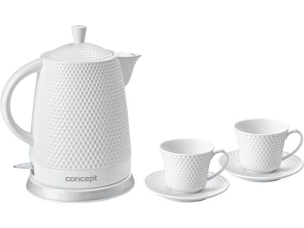 Concept RK0040, 1,5 l, 1500 W, Hvit, Keramisk, Plastikk, Overopphetingsbeskyttelse, Trådløs