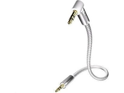 in-akustik Premium - Lydkabel - minitelefon stereo 3,5 mm hann til minitelefon stereo 3,5 mm hann - 1,5 m - dobbeltskjermet - hvit, sølv - 90°-kontakt