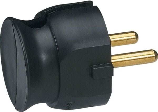 HELMO Kannettava pistoke 2P 16A litteä musta 50184