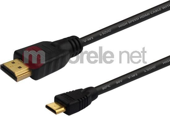 Savio CL-09, 1,5 m, HDMI Type A (Standard), HDMI Type C (Mini), 4096 x 2160 piksler, 3D, Sort Savio CL-09, 1,5 m, HDMI Type A (Standard), HDMI Type C (Mini), 4096 x 2160 piksler, 3D, Sort