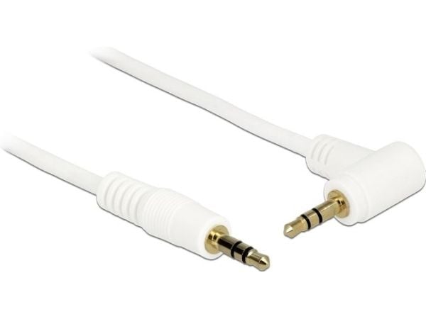 Delock - Lydkabel - mini-phone stereo 3.5 mm hann til mini-phone stereo 3.5 mm hann - 2 m - hvit - vinkelkontakt