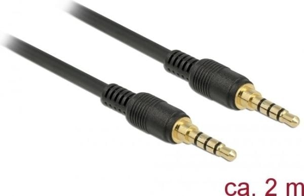 DeLOCK 85598, 3.5mm, Uros, 3.5mm, Uros, 2 m, Musta