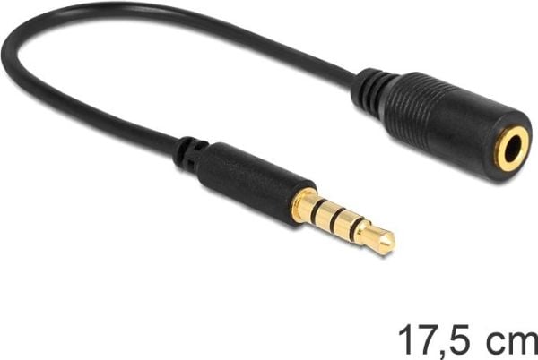 DeLOCK 62498, 3.5mm, Uros, 3.5mm, Naaras, 0,175 m, Musta