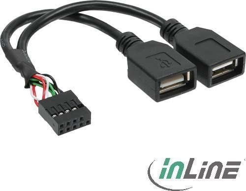 InLine 33440M, 2 x USB A, USB A, Musta