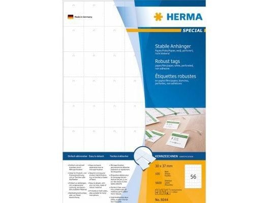 HERMA Special - Papir - perforert - hvit - 30 x 37 mm 5600 stk (100 ark x 56) etiketter