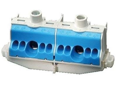 Hensel N-kabelskena på DIN-skena 80A 2x25mm2 + 8x4 mm2 Cu blå/grå FC N 10 (26001204) Hensel N-kabelskena på DIN-skena 80A 2x25mm2 + 8x4 mm2 Cu blå/grå FC N 10 (26001204)