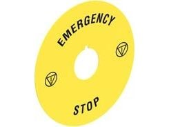 Lovato Electric skylt EMERGENCY/STOP Ø90mm (LPXAU113)