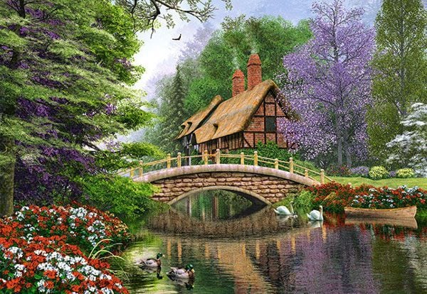 Castorland River Cottage 1000 pcs, 1000 kpl, Maisema, 9 vuosi/vuosia