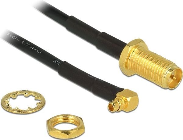 Delock - Antennekabel - MMCX stik til RP-SMA stik - 32 cm - sort - 90° stikforbindelse
