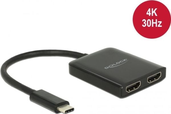 Delock - Ekstern videoadapter - STDP4320 - USB-C - 2 x HDMI - svart - løsvekt