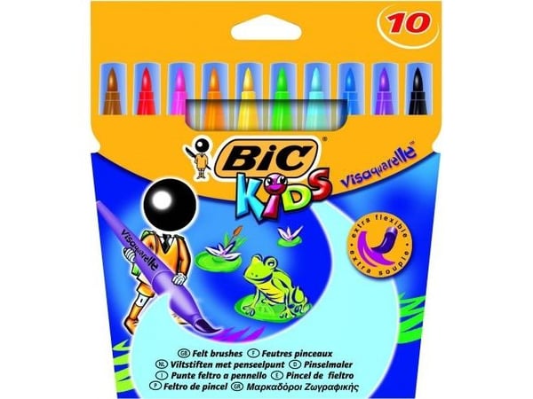 BIC Kids Visaquarelle, Harjaspää, Vesipohjainen muste, ISO 11540 / BS 7272-1, 10 kpl
