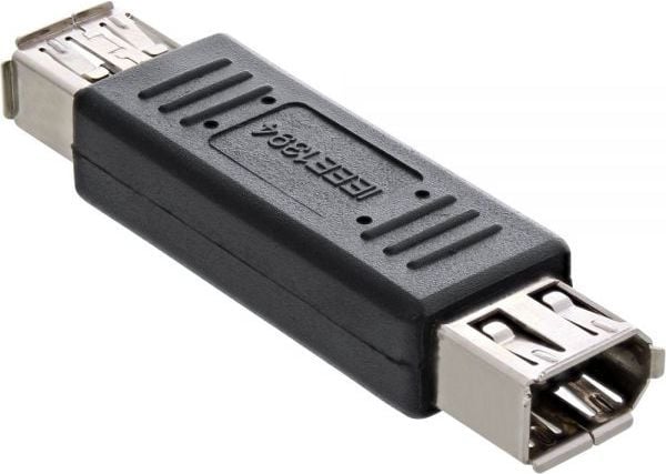 InLine 34601, 6pin female, IEEE 1394a, Svart, Silver