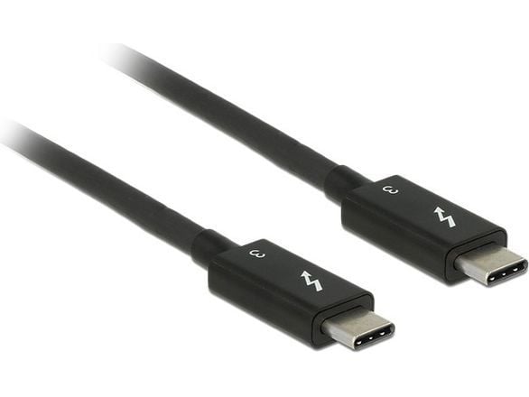 Delock - Thunderbolt-kabel - USB-C (hann) til USB-C (hann) - USB 3.1 Gen 2 / Thunderbolt 3 / DisplayPort 1.2a - 20 V - 5 A - 50 cm - 4K-støtte - svart