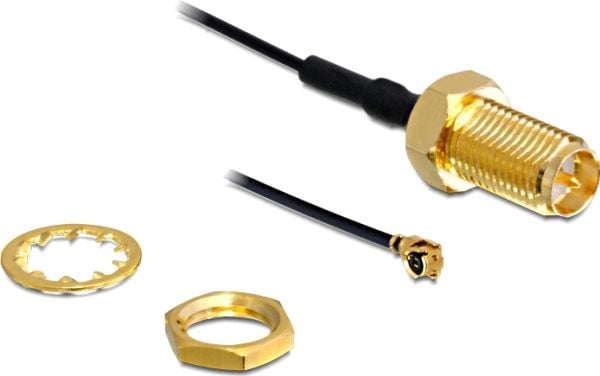 DeLock HF RP-SMA antennetilkobling for installasjon - antennetilkobling - I-PEX (M) - RP-SMA (W) - 50 cm - svart (88408)