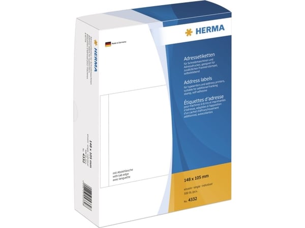 HERMA - Matt - selv-adhesiv - hvit - 148 x 105 mm 500 etikett(er) (500 ark x 1) adresselapper
