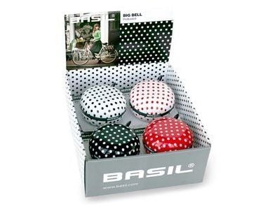 Basil Big Bell Polkadot 80mm polkupyöräkello, sekavärinen 4kpl laatikko (BAS-50403)