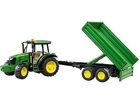 Bruder John Deere 5115M tractor with tipping trailer toy