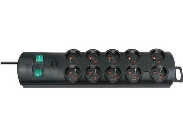 Brennenstuhl 1153304120, 10 AC-utganger, Sort, IP20, 2 m, 760 g, 500 mm