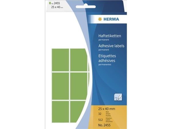 HERMA flerbruksetiketter, 25 x 40 mm, grønn, stor pakke Innhold: 512 stk (2455)