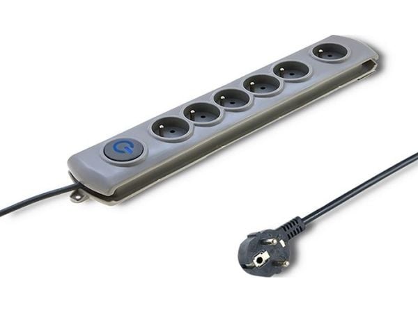 Qoltec Quick Switch - Strømstødsbeskytter - AC 230 V - 3680 Watt - output-stikforbindelser: 6 - 1.8 m ledning - grå