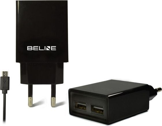 Matkalaturi Beline 2xUSB + microUSB 2A sininen