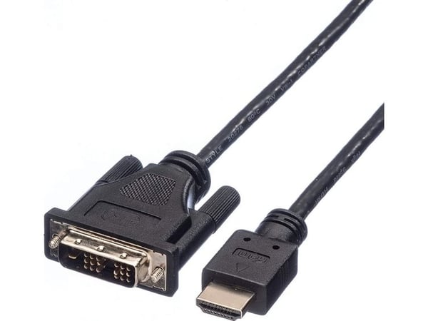 ROLINE 11.04.5519, 1 m, DVI-D, HDMI, Hankjønn, Hankjønn, Sort