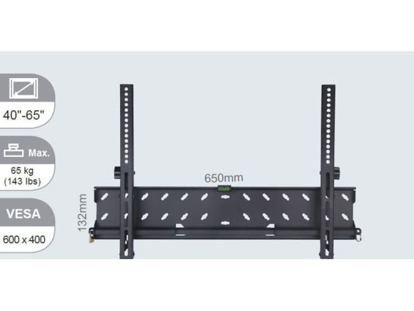 VivoLink Wall Mount Slim - Monteringssett (veggmontering, antityverisett, boblenivå) - for flatpanel - skjermstørrelse: 40"-65" - monteringsgrenses...