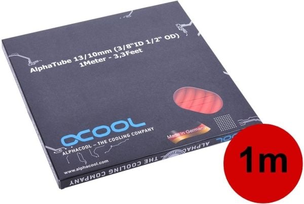 Alphacool-putki AlphaTube HF 13/10 (3/8 "ID) - UV-punainen 1m (3.3ft) Retailbox 100cm (18532)
