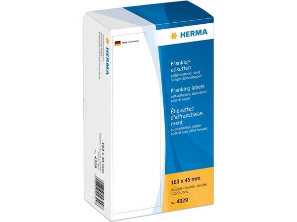 HERMA frankeringsetiketter - selvklebende - hvit - 163 x 45 mm 500 etikett(er) (250 ark x 2) frankeringsetiketter