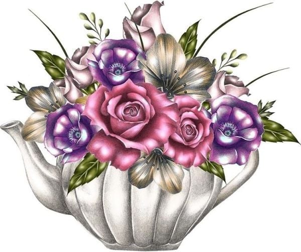 Clear Creation Karnet Swarovski firkant CL0329 blomster i vase