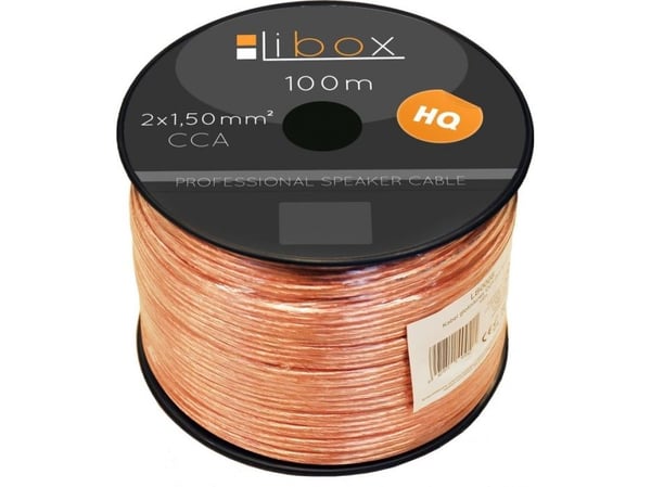 Libox Kabel glosnikowy 2×1,50mm LB0008, Kobberkledd aluminium (CCA), 100 m, Gjennomsiktig