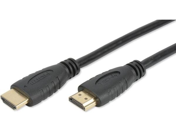 TECHly - High Speed - HDMI-kabel med Ethernet - HDMI hann til HDMI hann - 1 m - dobbeltisolert - svart - formstøpt, 4K-støtte