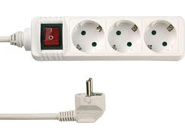 REV 512351555, 3 AC-pistorasia(a), 250 V, 16 A, 3500 W, Valkoinen, 1,4 m
