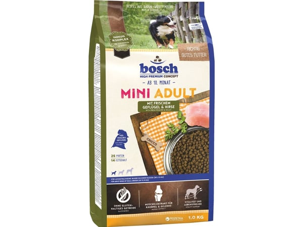 Bosch 5206001 Torrfoder för hundar 1 kg Adult Hirs, Fjäderfä