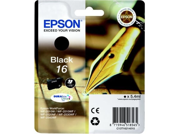 Epson Pen and crossword Yksittäispakkaus, musta 16 DURABrite Ultra -muste, Musta, Väriainepohjainen muste, 5,4 ml, 1 kpl, 175 sivua