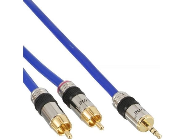 InLine 4043718108077, 2 x RCA, Hankjønn, 3.5mm, Hankjønn, 15 m, Blå
