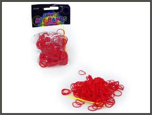 Hipo elastiska gummiband röda för armband, 250 st (620071)