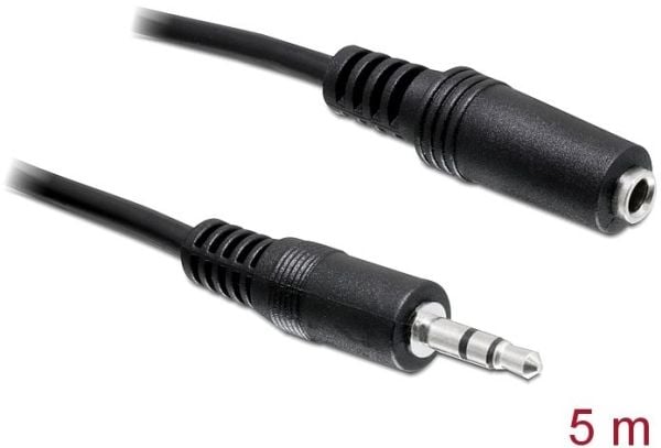 DeLOCK 3.5mm - 3.5mm, 5m, 3.5mm, Uros, 3.5mm, Naaras, 5 m, Musta