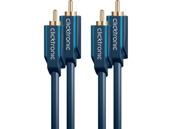 ClickTronic 5m Stereo Audio, Hankjønn, 2 x RCA, Hankjønn, 5 m, Blå